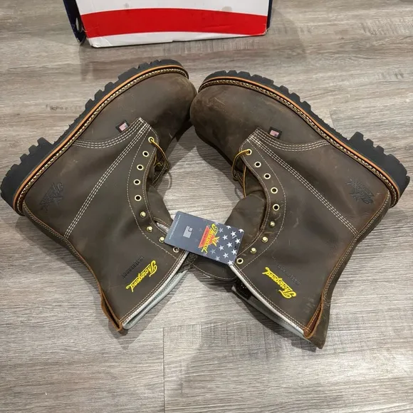 Thorogood 8” American Heritage Plain Toe Nano Toe Leather Lace Up Boots