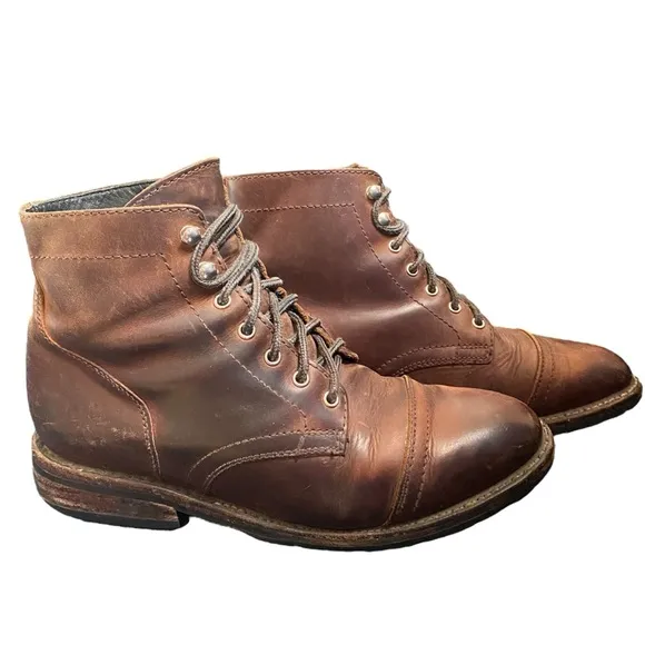 Thursday Boot Co Captain Ankle Boot Mens 8.5 Brown Leather Cap Toe Lace Up