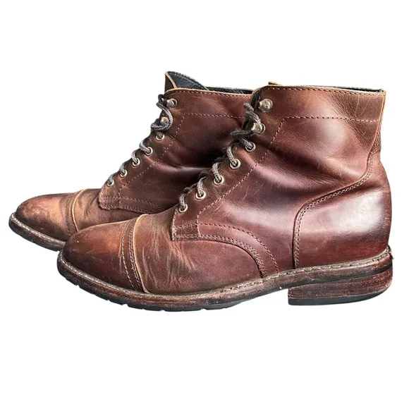 Thursday Boot Co Captain Ankle Boot Mens 8.5 Brown Leather Cap Toe Lace Up