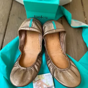Tieks Metalic Bronze Ballet Shoes Leather Flats Size 9 Womens