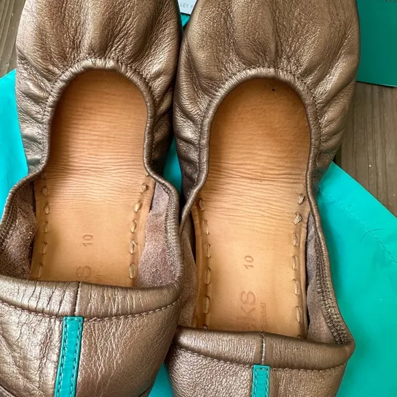 Tieks Metalic Bronze Ballet Shoes Leather Flats Size 9 Womens
