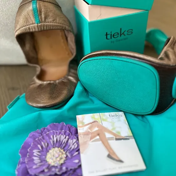 Tieks Metalic Bronze Ballet Shoes Leather Flats Size 9 Womens