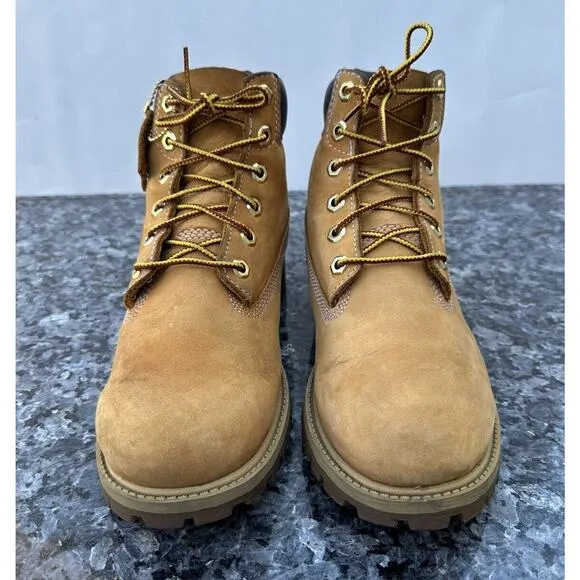 Timberland 6-Inch Premium 12909 Boot Kids Wheat Nubuck Leather Lace Up Size 6.5