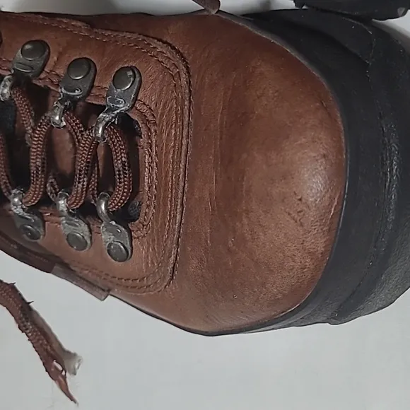 TIMBERLAND ACT LEATHER OUTDOOR HIKING TRAIL BROWN LACE UP ANKLE BOOTS 6.5 M