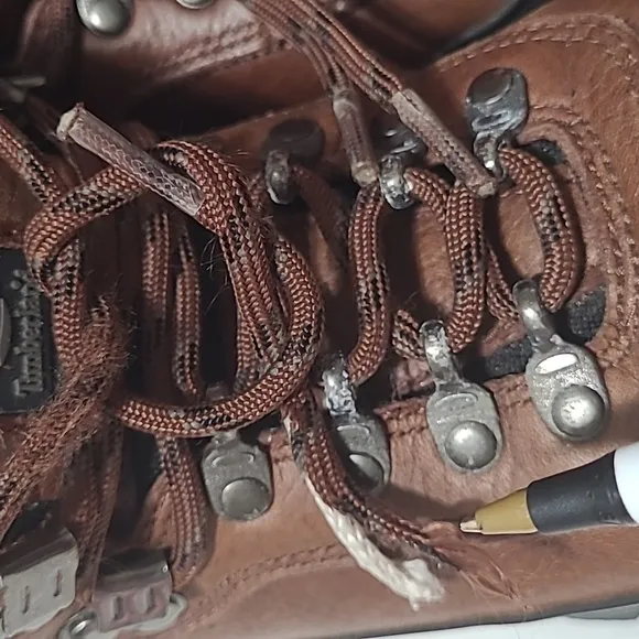 TIMBERLAND ACT LEATHER OUTDOOR HIKING TRAIL BROWN LACE UP ANKLE BOOTS 6.5 M
