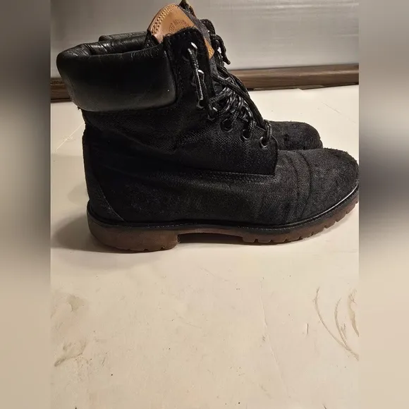 TIMBERLAND BLACK PATTERN LACE-UP MEN'S BOOTS GUMSOLES SIZE 10.5