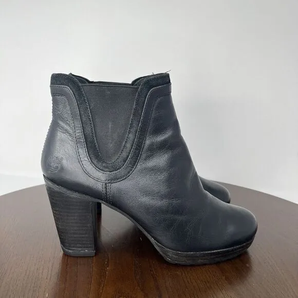 Timberland Earthkeepers Chelsea Ankle Boots Women's 7 Black Block‎ Heel Bootie