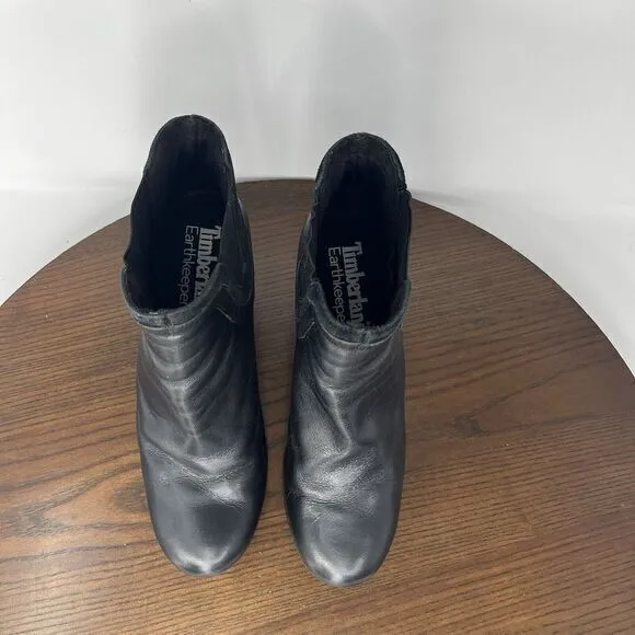 Timberland Earthkeepers Chelsea Ankle Boots Women's 7 Black Block‎ Heel Bootie