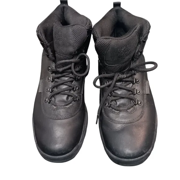 Timberland men's White Ledge Black Leather Mid-Lace up Boots Size 10