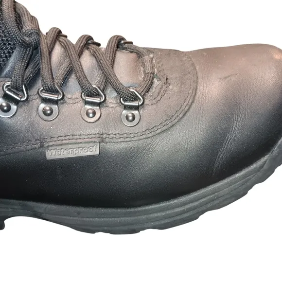 Timberland men's White Ledge Black Leather Mid-Lace up Boots Size 10