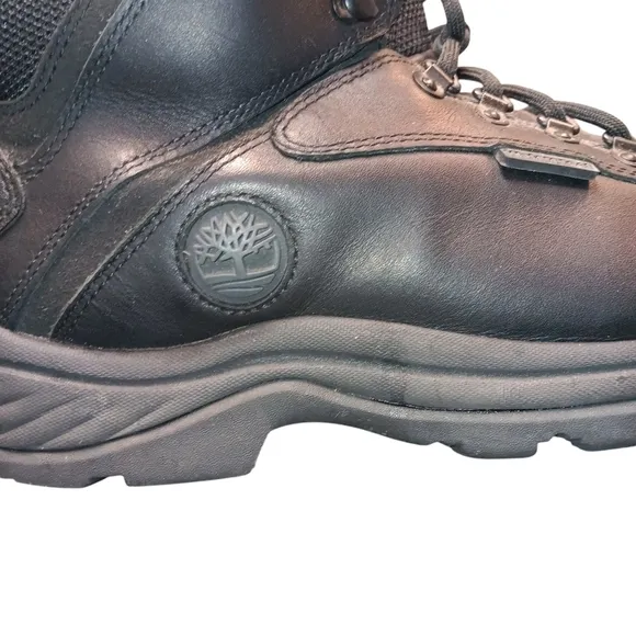 Timberland men's White Ledge Black Leather Mid-Lace up Boots Size 10