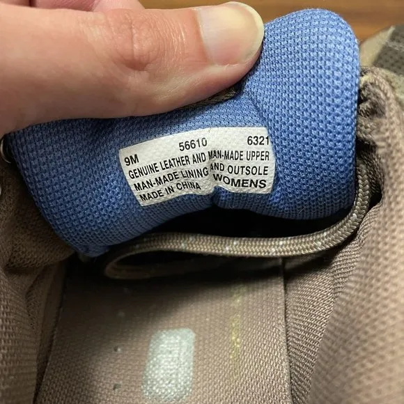 Timberland Outdoor Hiking Leather Sneaker Shoes Women's Size 9 Khaki Tan &amp; Blue