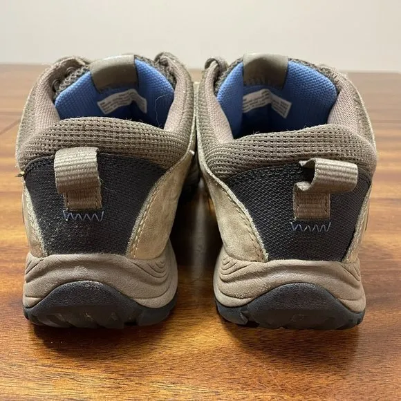 Timberland Outdoor Hiking Leather Sneaker Shoes Women's Size 9 Khaki Tan &amp; Blue