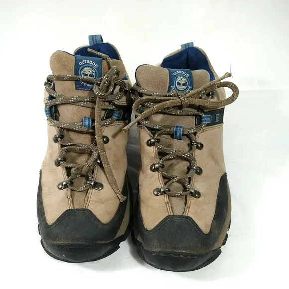Timberland Outdoor Performance Shoes Men Size 9 M Tan Hiking Leather Nubuck FLAW