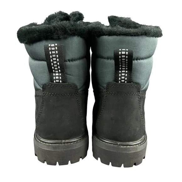 Timberland Premium 6&quot; Puffer WP Warm Lined Black Nubuck Boots Women's Size 7 M