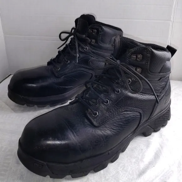 Timberland Pro Black Leather Men's Work Ankle Boots Composite Toe 1.5 Wide Width