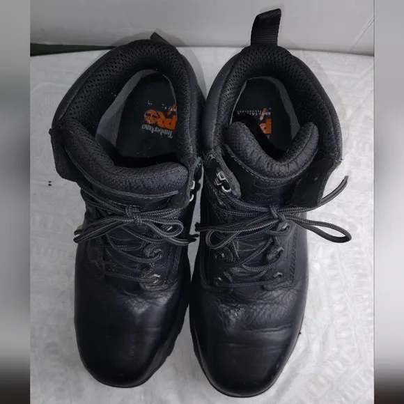 Timberland Pro Black Leather Men's Work Ankle Boots Composite Toe 1.5 Wide Width