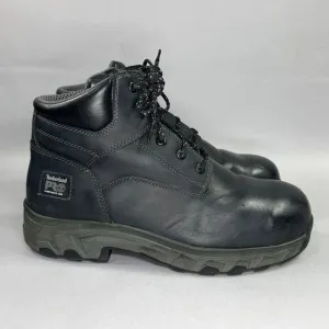 Timberland PRO Boots Men's Size 10.5W 6&quot; Black Leather Composite Toe Work Boots