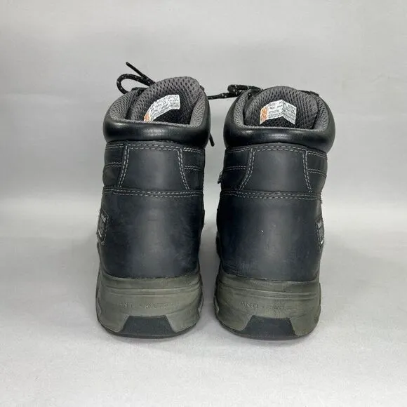 Timberland PRO Boots Men's Size 10.5W 6&quot; Black Leather Composite Toe Work Boots