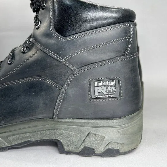 Timberland PRO Boots Men's Size 10.5W 6&quot; Black Leather Composite Toe Work Boots