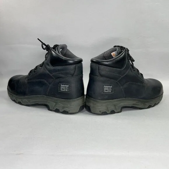 Timberland PRO Boots Men's Size 10.5W 6&quot; Black Leather Composite Toe Work Boots