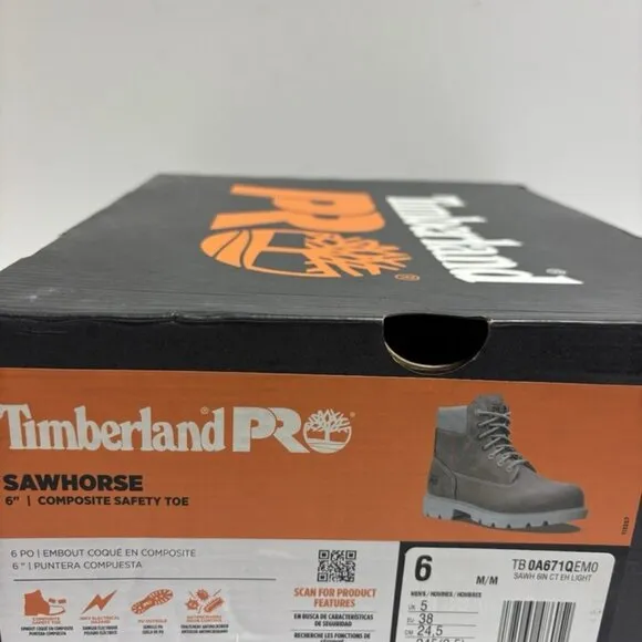 Timberland Pro Men’s Sawhorse 6” Composite Toe Boots Gray, Size 6 M
