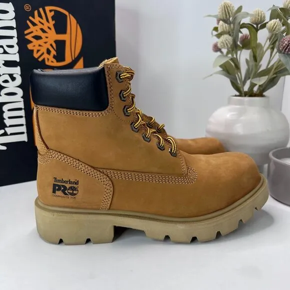 Timberland PRO Sawhorse 6&quot; Composite Safety Toe Boots Brown Men 5.5M Tried On