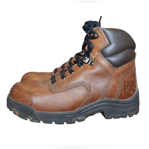 Timberland Pro Titan Brown Leather Lace Up Composite Toe Work Boots Women’s 6