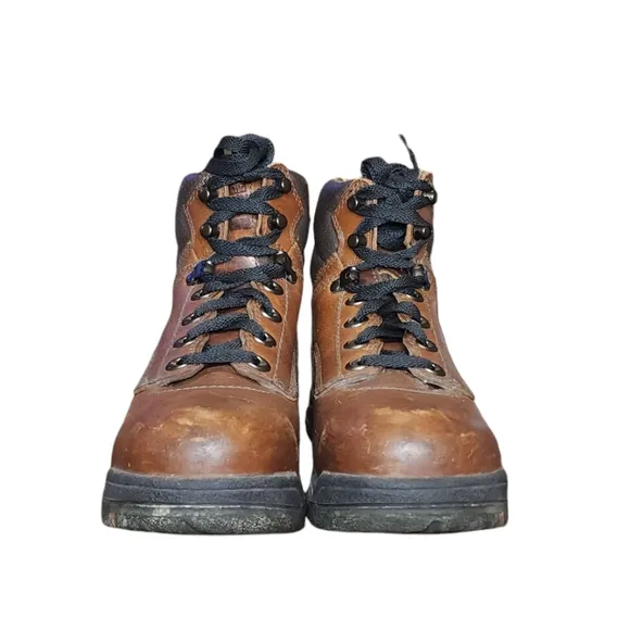 Timberland Pro Titan Brown Leather Lace Up Composite Toe Work Boots Women’s 6