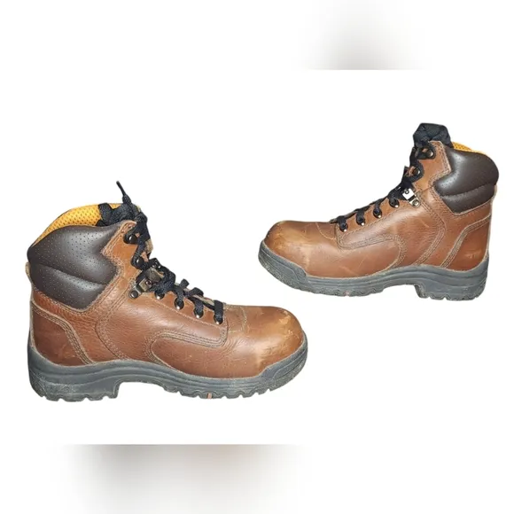 Timberland Pro Titan Brown Leather Lace Up Composite Toe Work Boots Women’s 6