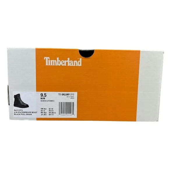 Timberland Ray City 6&quot; Black Full Grain Leather WP Boots Women's Size 9.5 M