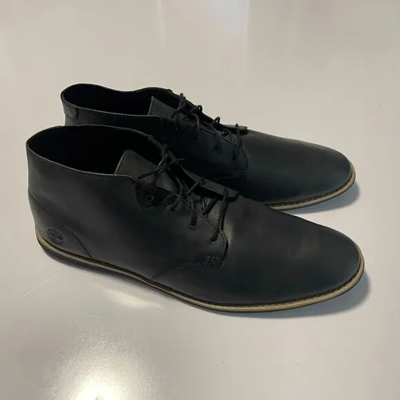 Timberland Revenia Chukka Low Boot Shoes Black Leather Lace Up 13 A1QZU