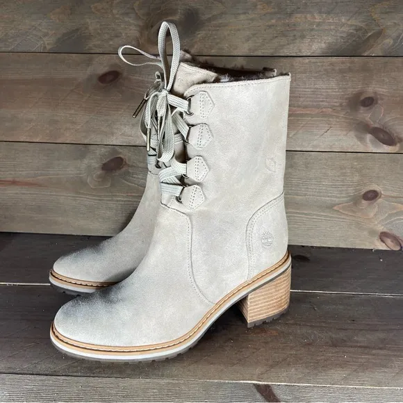 Timberland sienna Womens size 7.5 shoes brown suede heel lace up boots