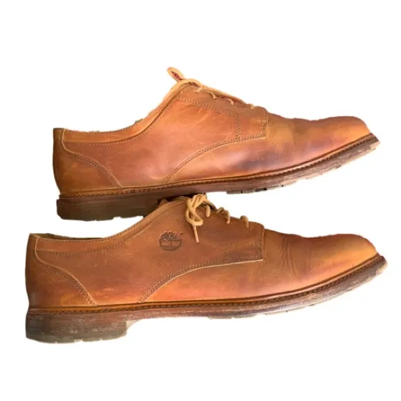 Timberland Tan Nubuck Waterproof Lace Tie Leather Upper Oxford Dress Shoes