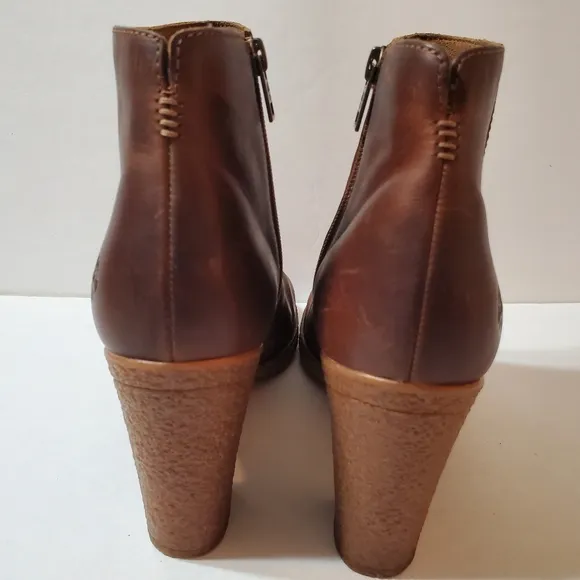 Timberland Tillston Cognac Leather Peep Toe Boots