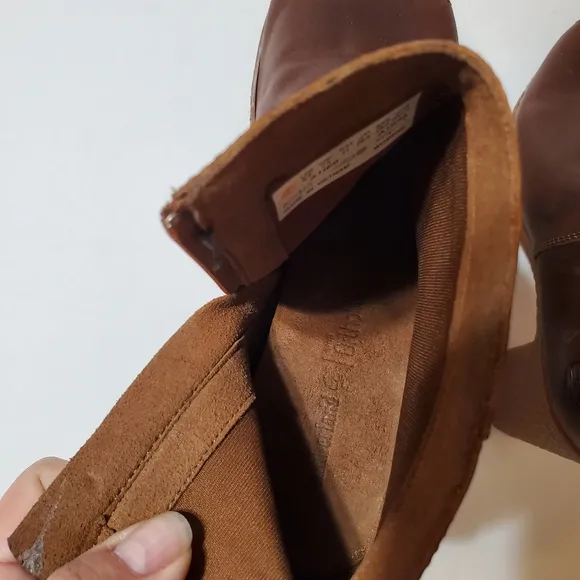 Timberland Tillston Cognac Leather Peep Toe Boots
