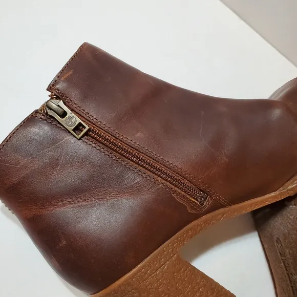 Timberland Tillston Cognac Leather Peep Toe Boots