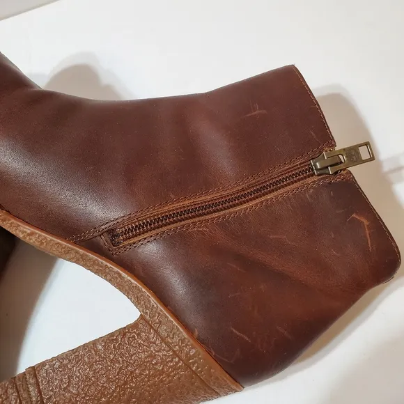 Timberland Tillston Cognac Leather Peep Toe Boots