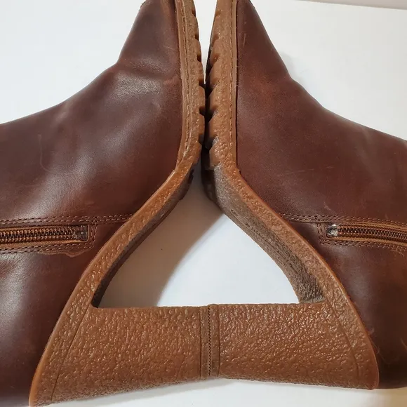 Timberland Tillston Cognac Leather Peep Toe Boots