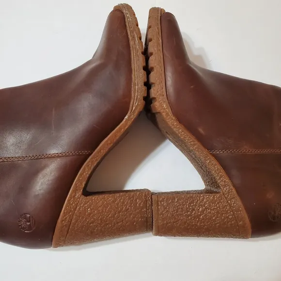 Timberland Tillston Cognac Leather Peep Toe Boots