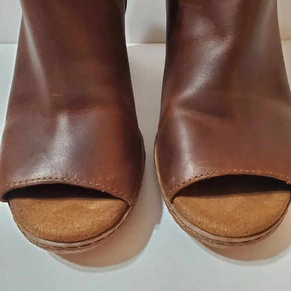 Timberland Tillston Cognac Leather Peep Toe Boots