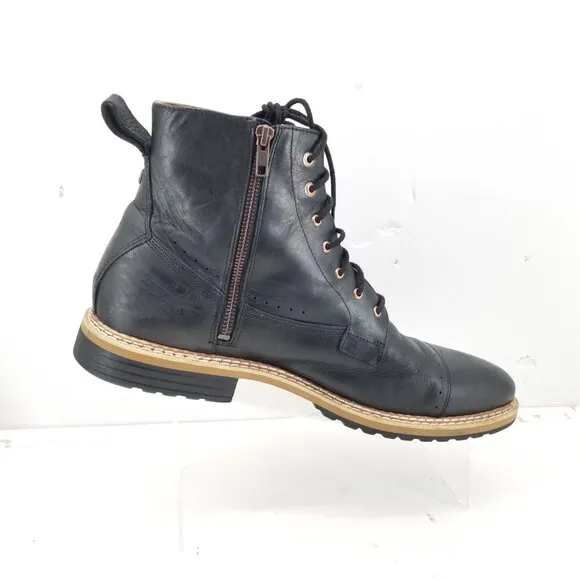 Timberland West Haven Boots Men's 13 Black  Leather Cap Toe Brogue Zip Combat