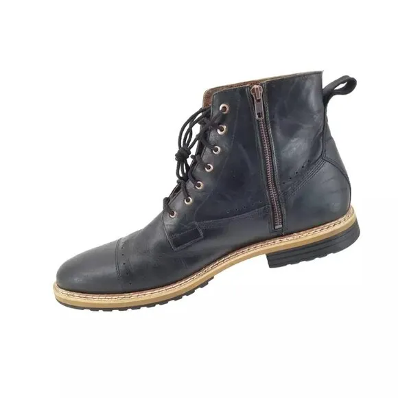 Timberland West Haven Boots Men's 13 Black  Leather Cap Toe Brogue Zip Combat