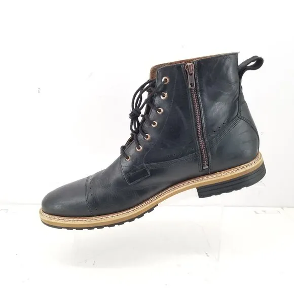 Timberland West Haven Boots Men's 13 Black  Leather Cap Toe Brogue Zip Combat