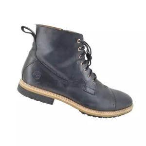 Timberland West Haven Boots Men's 13 Black  Leather Cap Toe Brogue Zip Combat
