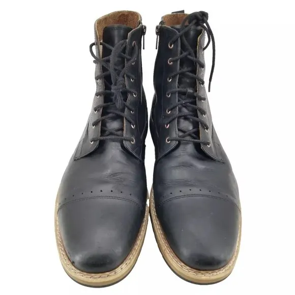 Timberland West Haven Boots Men's 13 Black  Leather Cap Toe Brogue Zip Combat