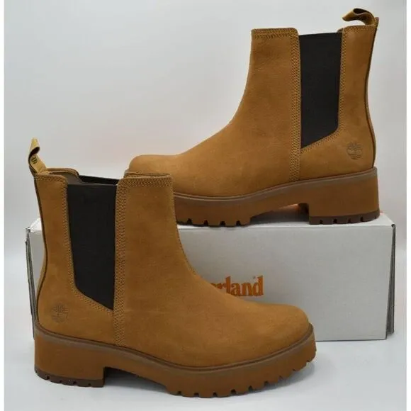 Timberland Womens Size 7 Carnaby Cool Wheat Nubuck Chelsea Shoes Boots
