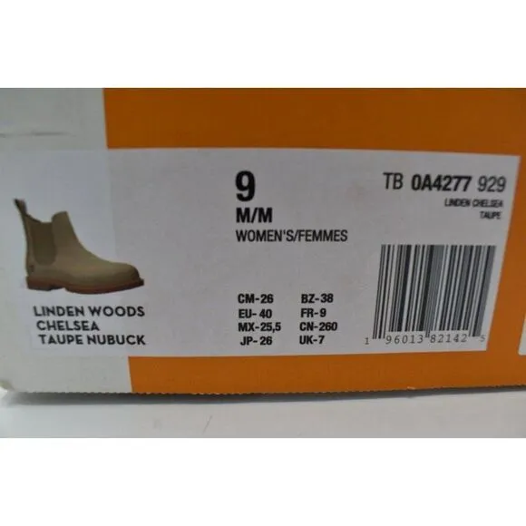 Timberland Womens Size 9 Linden Woods Taupe Gray Nubuck Chelsea Boots Shoes