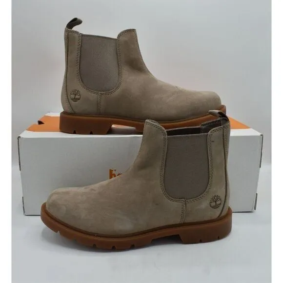 Timberland Womens Size 9 Linden Woods Taupe Gray Nubuck Chelsea Boots Shoes