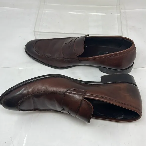 To Boot New York Sz 15 Slip On Oiled Brown Leather Slip On Loafer Shoes